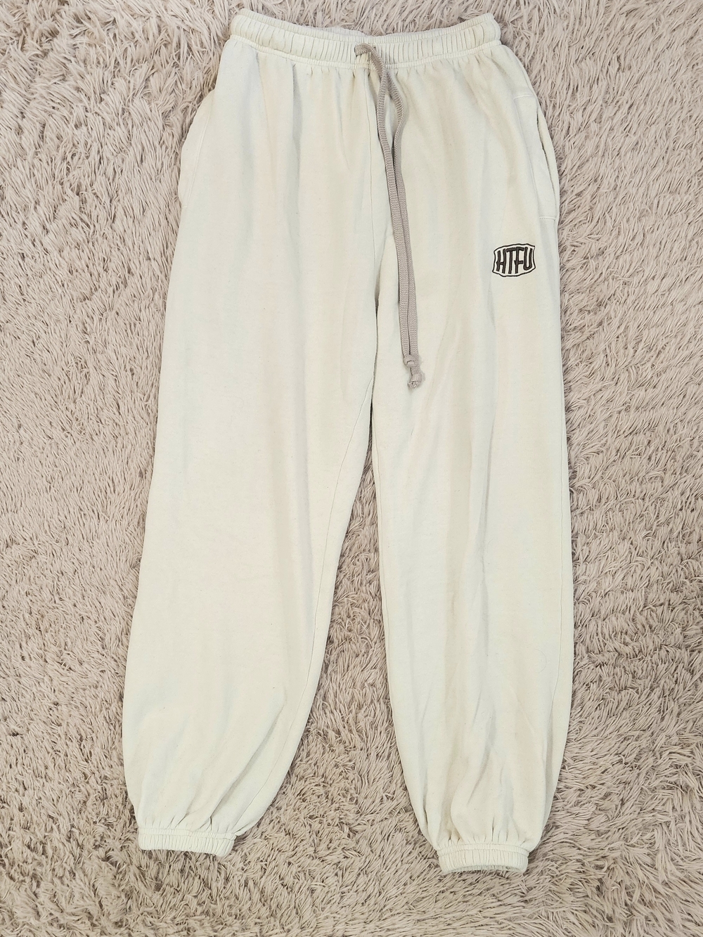 HTFU Gym Rat Joggers Sweatpants- Cream Fleece - Picture 5 of 9